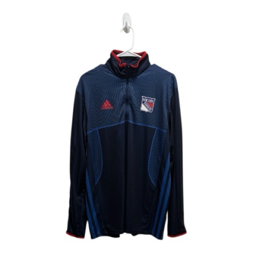 New York Rangers adidas climalite Quarter-Zip Pullover Jacket - Blue - Picture 1 of 7
